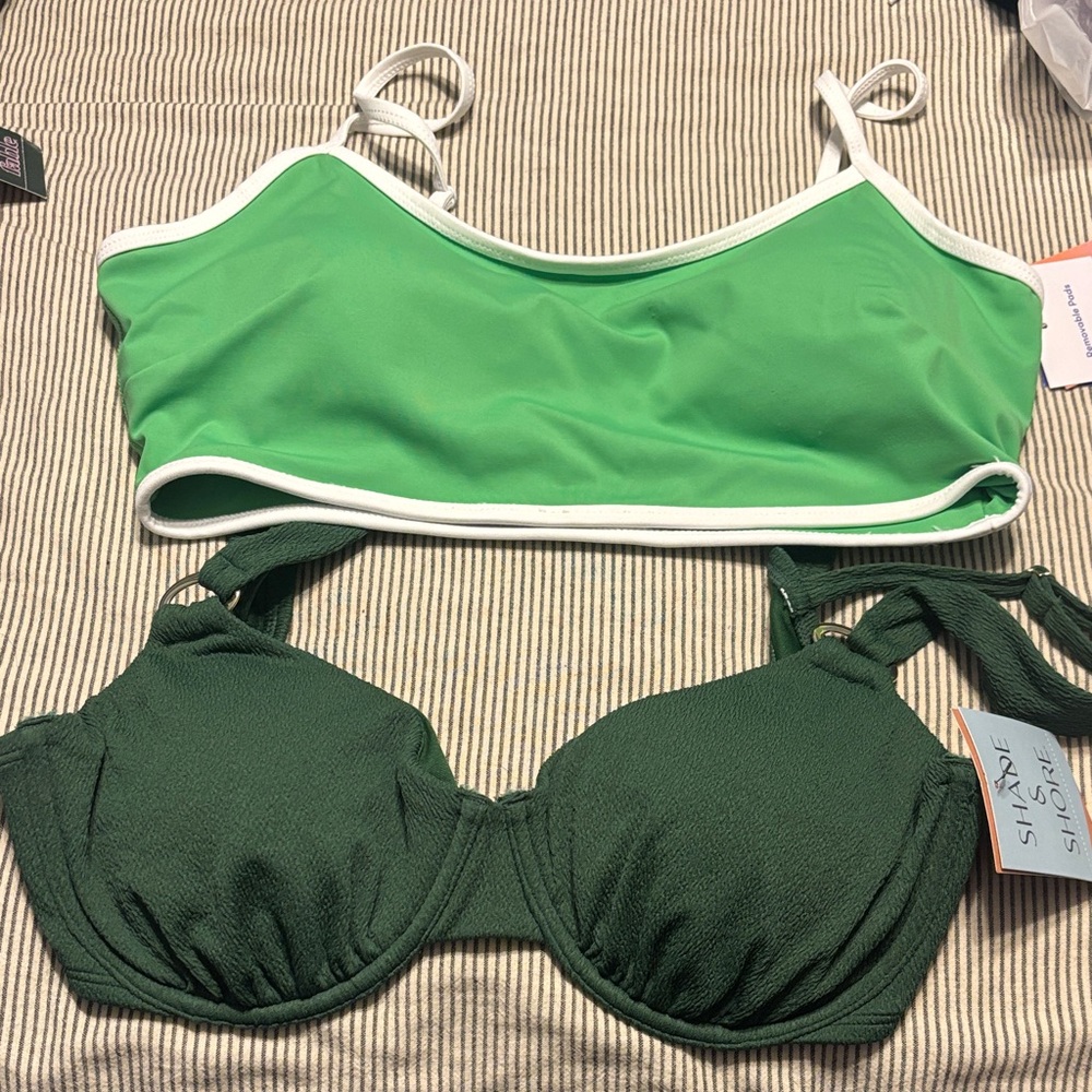 Shade & Shore & joylab Green Bikini Tops Sz XL and 36D